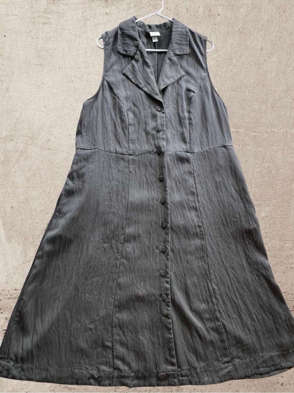 A new day Sleeveless Button-Front Maxi Dress in Charcoal Gray